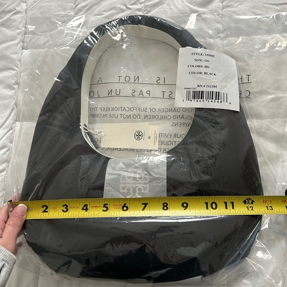 Tory Burch Britten Nylon Puffy Shoulder Bag Black Silver - Picture 12 of 13